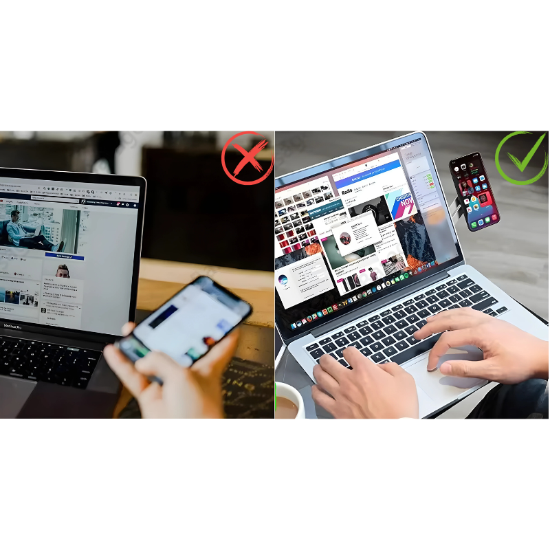 Support téléphone magnétique pour PC portable – Organisation & confort visuel