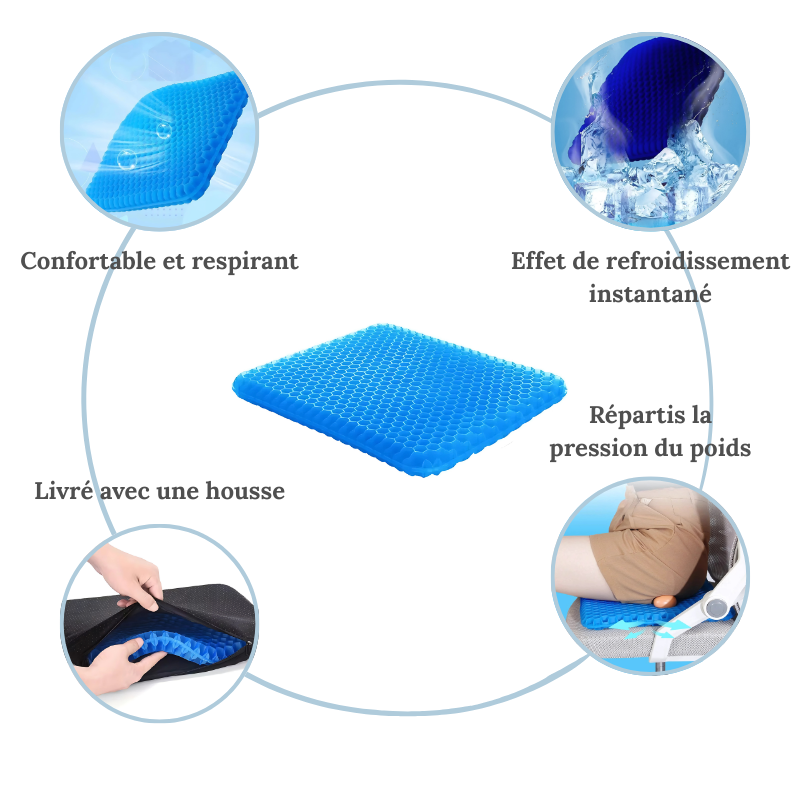 Coussin d’assise en gel – Confort frais & soutien optimal