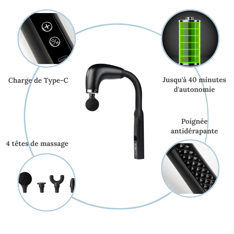 Pistolet de massage pour le dos – Détente musculaire & récupération rapide