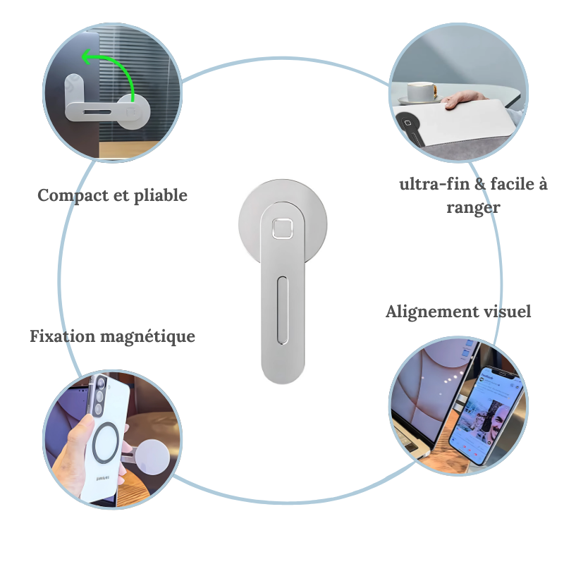 Support téléphone magnétique pour PC portable – Organisation & confort visuel