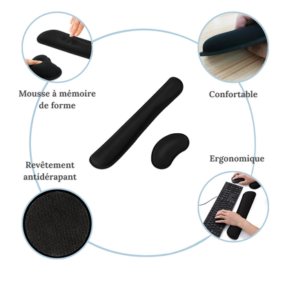 Repose-poignets en mousse à mémoire de forme – Confort & soutien au clavier